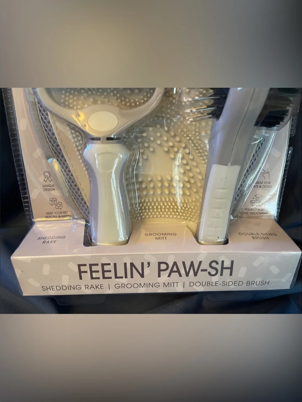 Feelin' Paw-sh 3-Piece Dog Grooming Set - White/Silver